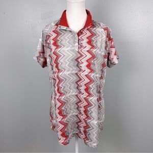 Bette and Court women’s golf top, snap button mesh vent underarm size large.